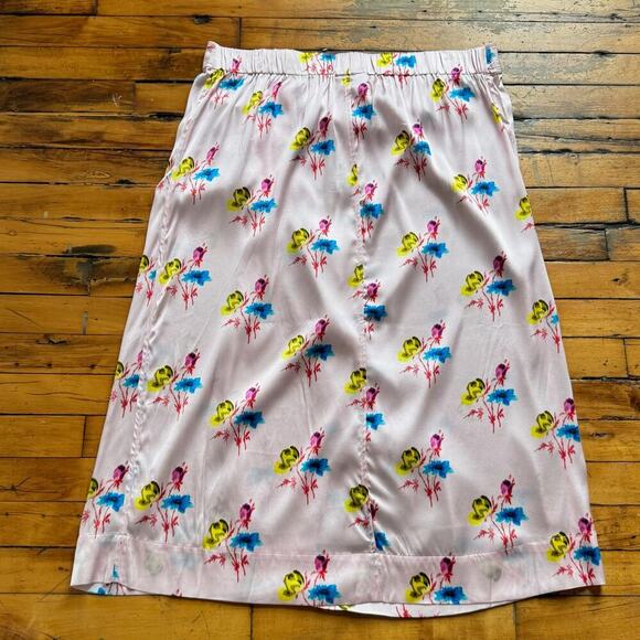 NWT GANNI Pink Organic Silk Floral Ruched Midi Skirt - Picture 6 of 11